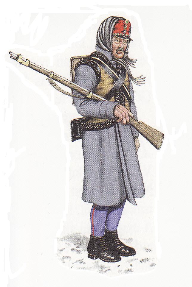 1848 magyar gyalogos téli öltözetben