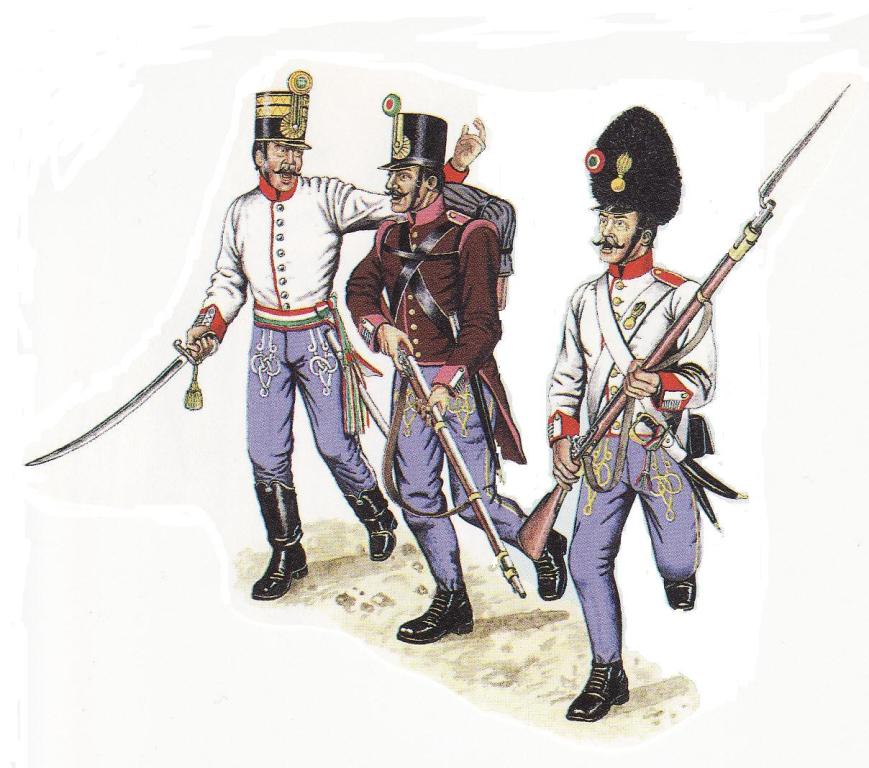 1848 magyar gyalogos tiszt, határőr és gránátos